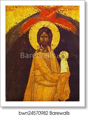 The Dormition. The reverse of The Don Virgin icon. Detail by Theophanes The Greek, Art Print The Dormition. The reverse of The Don Virgin icon. Detail by Theophanes The Greek, Art Print
