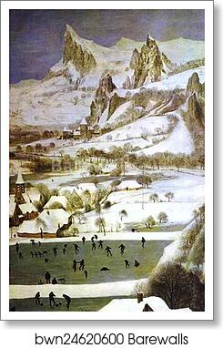 The Hunters in the Snow (January). Detail by Pieter Bruegel The Elder, Art Print The Hunters in the Snow (January). Detail by Pieter Bruegel The Elder, Art Print