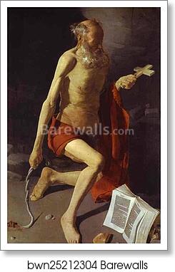 Repenting of St. Jerome by Georges De La Tour, Art Print