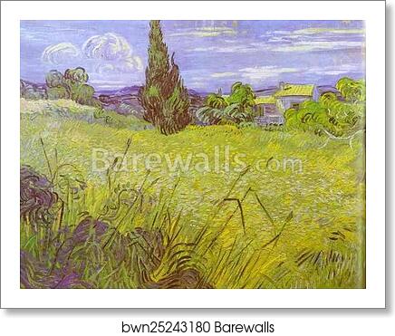 Green Wheat Field with Cypress. Saint-Rémy by Vincent Van Gogh, Art Print