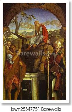 St. Christopher, St. Jerome, and St. Louis by Giovanni Bellini, Art Print