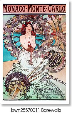 Monaco. Monte-Carlo by Alphonse Mucha, Art Print