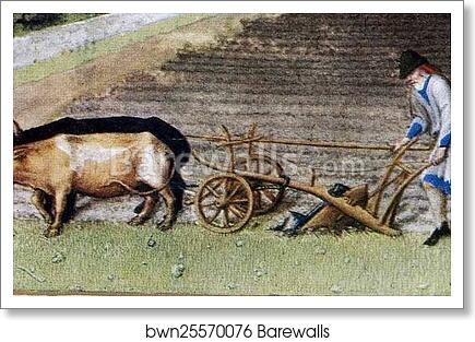 Les trÄ�s riches heures du Duc de Berry. March. Château de Lusignan. Detail by Limbourg Brothers, Art Print