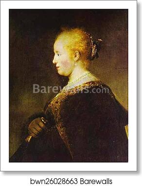 Portrait of a Young Woman with the Fan by Rembrandt Harmenszoon Van Rijn, Art Print