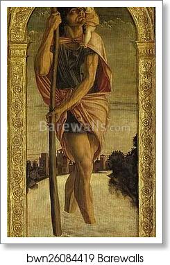 St. Christopher (Panel of St. Vincent Ferrar Polyptych) by Giovanni Bellini, Art Print