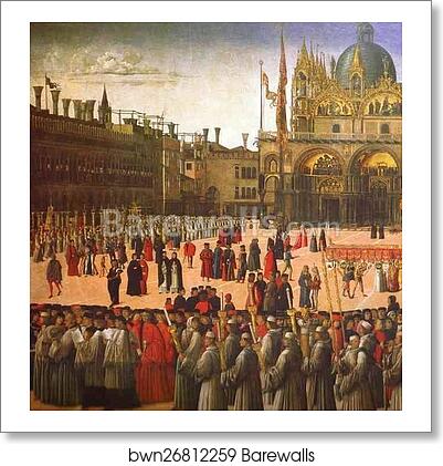 Procession in St. Mark's Square. Detail by Gentile Bellini, Art Print Procession in St. Mark's Square. Detail by Gentile Bellini, Art Print