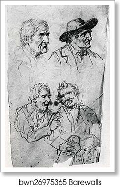 Studies of Heads of Men by George Caleb Bingham, Art Print