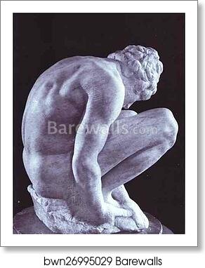 Crouching Boy by Michelangelo, Art Print
