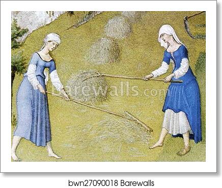 Les trÄ�s riches heures du Duc de Berry. June. Palais de la Cite and Sainte-Chapelle in Paris. Detail by Limbourg Brothers, Art Print