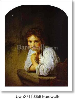 A Young Girl Leaning on a Window-Sill by Rembrandt Harmenszoon Van Rijn, Art Print