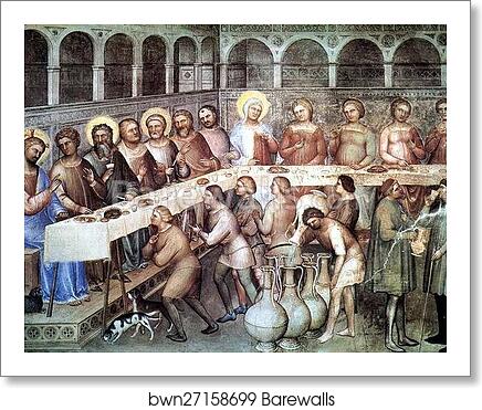 The Wedding at Cana. Frescoes on the north wall by Giusto De’ Menabuoi, Art Print