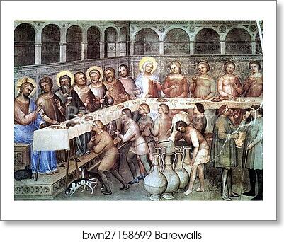 The Wedding at Cana. Frescoes on the north wall by Giusto De’ Menabuoi, Art Print The Wedding at Cana. Frescoes on the north wall by Giusto De’ Menabuoi, Art Print
