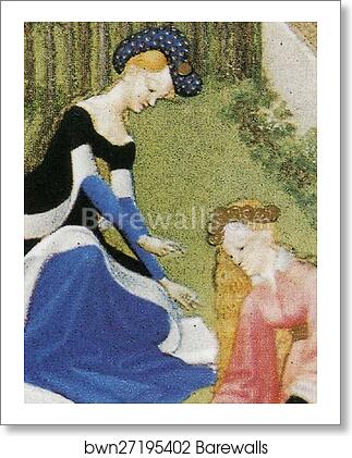 Les tr�s riches heures du Duc de Berry. April. Chateau de Dourdan. Detail by Limbourg Brothers, Art Print Les tr�s riches heures du Duc de Berry. April. Chateau de Dourdan. Detail by Limbourg Brothers, Art Print