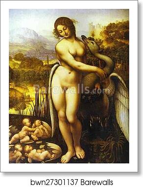 Copy of Leda and the Swan by Leonardo da Vinci by Leonardo Da Vinci, Art Print