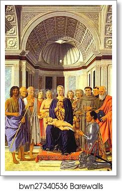 Pala Montefeltro (The Madonna with Child, Angels, Saints and Federico da Montefeltro, Duke of Urbino) by Piero Della Francesca, Art Print Pala Montefeltro (The Madonna with Child, Angels, Saints and Federico da Montefeltro, Duke of Urbino) by Piero Della Francesca, Art Print