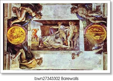 The Drunkenness of Noah by Michelangelo, Art Print