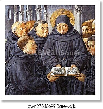 The Parable of the Holy Trinity and the Visit to the Monks of Mount Pisano. Detail by Benozzo Gozzoli, Art Print