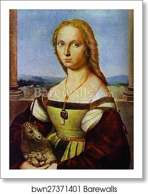 Portrait of a Lady with a Unicorn by Raphael, Art Print