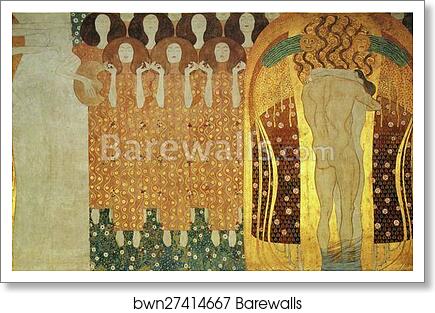 The Beethoven Frieze: The Longing for Happiness Finds Repose in Poetry by Gustav Klimt, Art Print