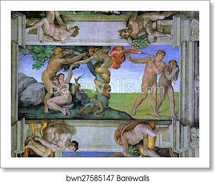 The Fall of Man and the Expulsion from the Garden of Eden by Michelangelo, Art Print