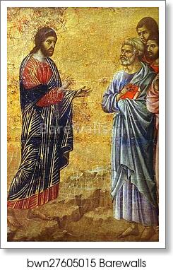 Maestà (back, crowning panel, detail of ) Christ’s Appearance on the Mountain by Duccio Di Buoninsegna, Art Print