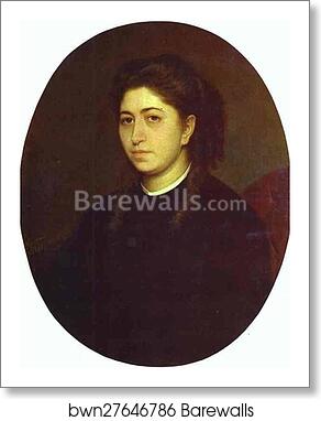 Portrait of a Young Woman Dressed in Black Velvet by Ivan Kramskoy, Art Print