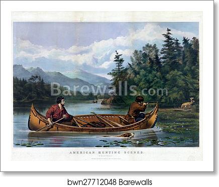 American hunting scenes: "A good chance" by Currier & Ives, Art Print