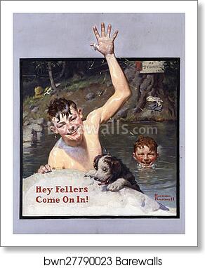 Hey Fellers, Come On In! by Norman Rockwell, Art Print