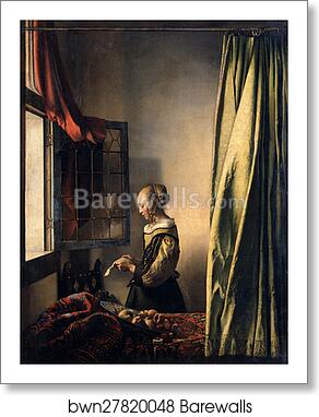 Girl Reading a Letter by an Open Window by Johannes Vermeer, Art Print