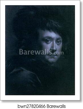 Self-Portrait in a Black Feathered Hat by Joseph Wright Of Derby, Art Print