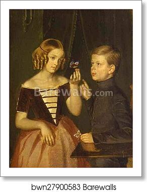 Portrait of Zherbin Children by Pavel Fedotov, Art Print