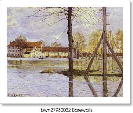 Ferry to the Ile-de-la-Loge - Flood by Alfred Sisley, Art Print