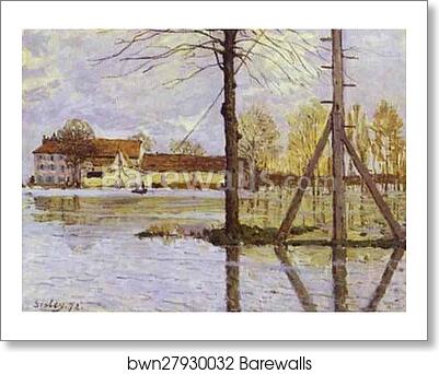Ferry to the Ile-de-la-Loge - Flood by Alfred Sisley, Art Print Ferry to the Ile-de-la-Loge - Flood by Alfred Sisley, Art Print