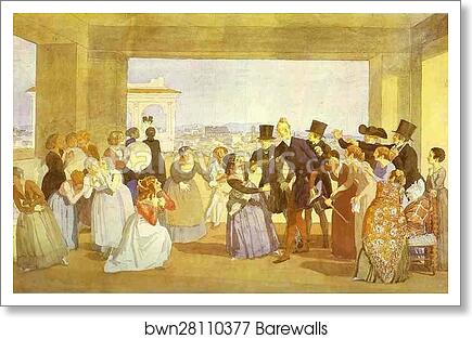 Festival in Rome in October. Scene in the Loggia. (Invitation to Dance) by Alexander Ivanov, Art Print
