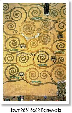 Cartoon for the frieze in the Villa Stoclet in Brussels (left part of the Tree of Life) by Gustav Klimt, Art Print