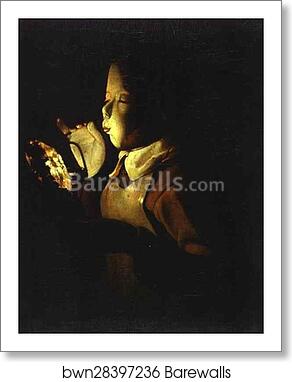 Boy Blowing at Lamp by Georges De La Tour, Art Print