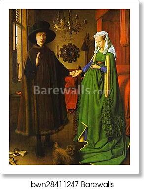 Giovanni Arnolfini and His Wife Giovanna Cenami (The Arnolfini Marriage) by Jan Van Eyck, Art Print