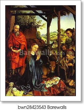 Adoration of the Shepherds by Martin Schongauer, Art Print
