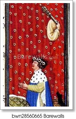 The Belles Heures of Jean de France, Duke de Berry. Page with Jean de Berry Praying. Detail by Limbourg Brothers, Art Print The Belles Heures of Jean de France, Duke de Berry. Page with Jean de Berry Praying. Detail by Limbourg Brothers, Art Print