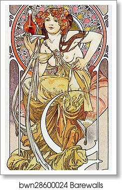 Nectar by Alphonse Mucha, Art Print