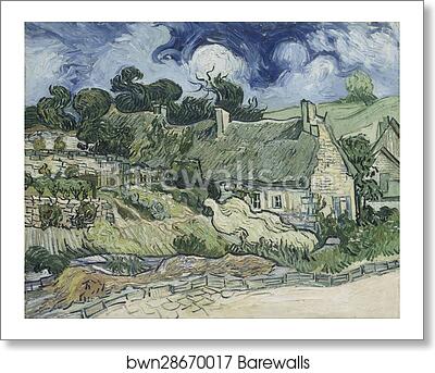 Thatched Cottages at Cordeville by Vincent Van Gogh, Art Print Thatched Cottages at Cordeville by Vincent Van Gogh, Art Print