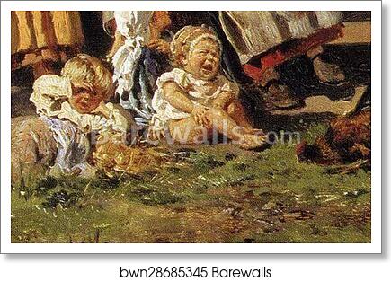 Peasant Children. Detail by Vladimir Makovsky, Art Print