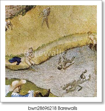 Les trÄ�s riches heures du Duc de Berry. August. Chateau d'Etampes. Detail by Limbourg Brothers, Art Print
