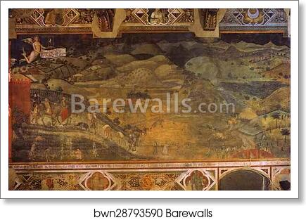 Allegory of Good Government: Effects of Good Government in the Country by Ambrogio Lorenzetti, Art Print