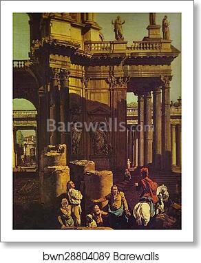 Ruins of a Temple. Detail by Bernardo Bellotto, Art Print