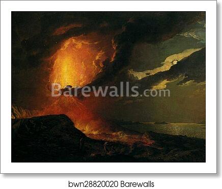 Vesuvius in Eruption, with a View over the Islands in the Bay of Naples by Joseph Wright Of Derby, Art Print