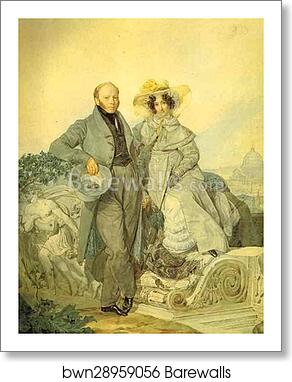 Portrait of G. N. and V. A. Olenin by Karl Brulloff, Art Print