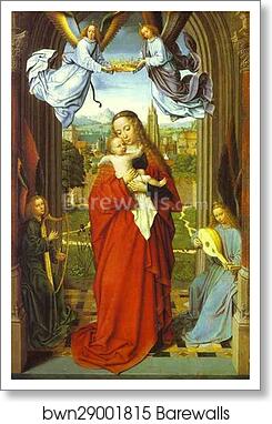 Virgin and Child with Four Angels by Gerard David, Art Print