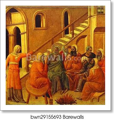 Maestà (back, central panel) St. Peter First Denying Jesus by Duccio Di Buoninsegna, Art Print