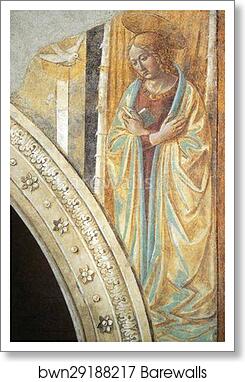 Tabernacle of the Visitation: Annunciation: Mary by Benozzo Gozzoli, Art Print